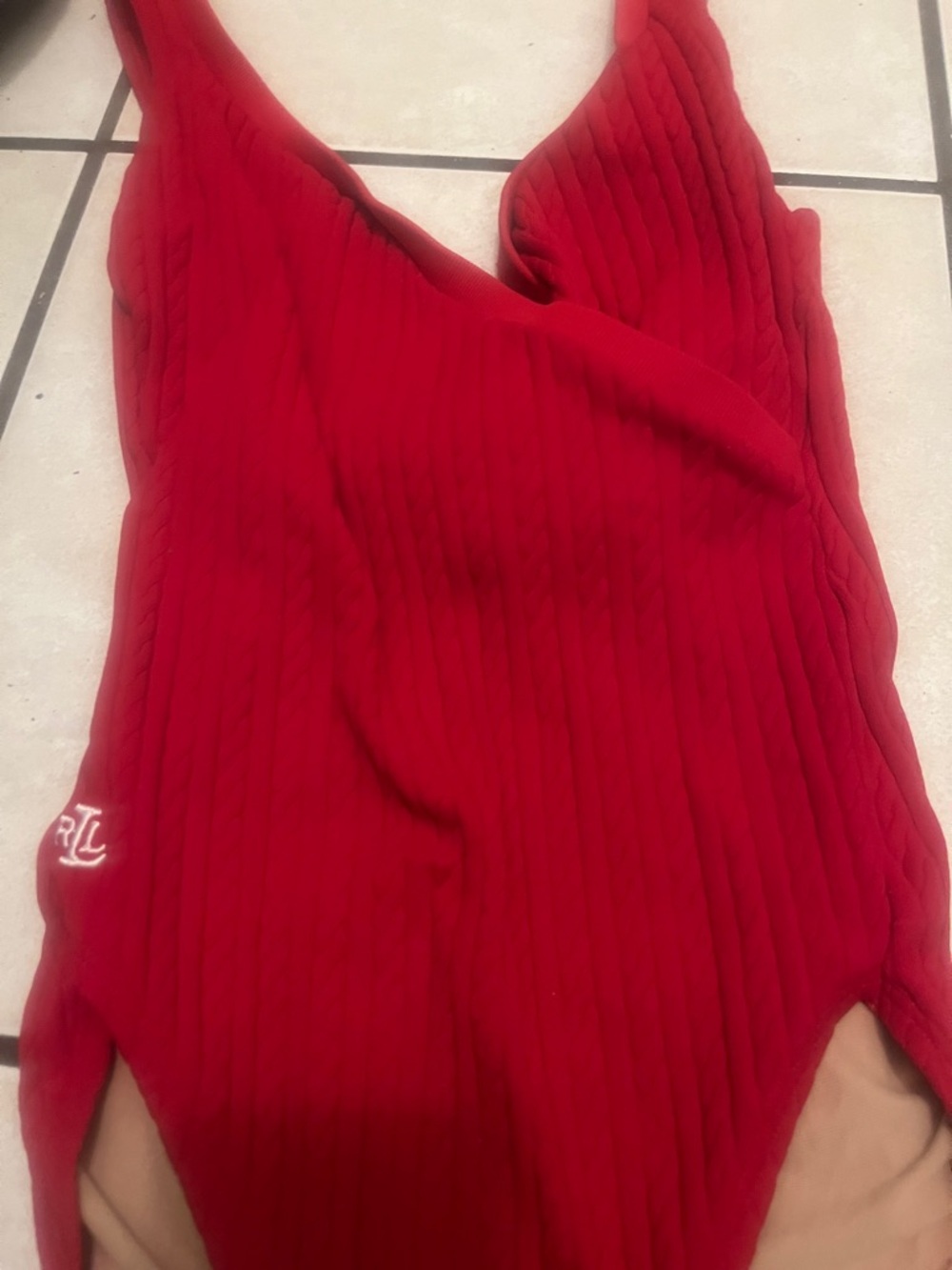 Red Ribbed Women’s Swim  Tank - Brand: Ralph Lauren Polo  Vintage. exc condition